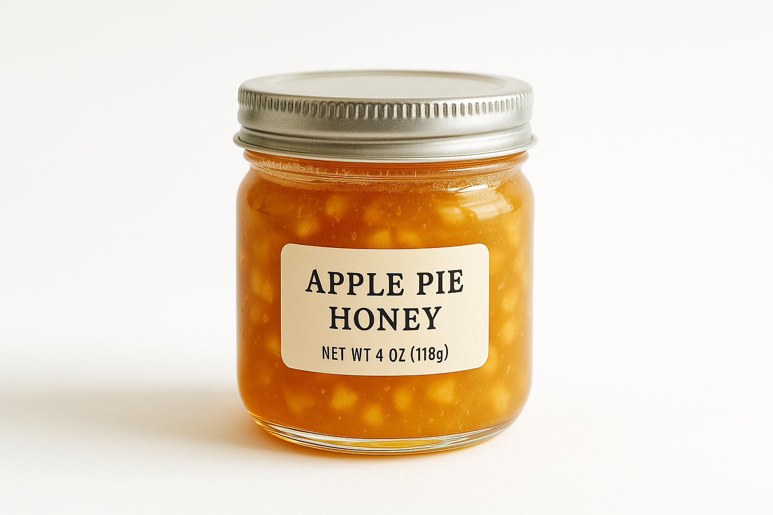 apple pie honey in a 4oz jar