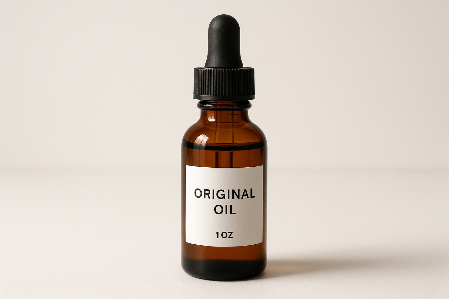 original oil in a 1oz boston amber bottle with a dropper